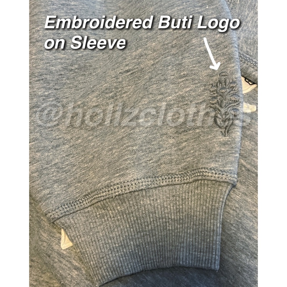 Free People Final Call Embroidered Hoodie Heather Grey Combo XL - Picture 8 of 8